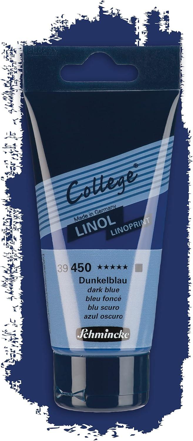 Schmincke – College Linol, artists’ lino printing inks, dark red in 75 ml tube, 39350013, low-odour water-based lino printing ink, lightfast, even print(Dark Blue)