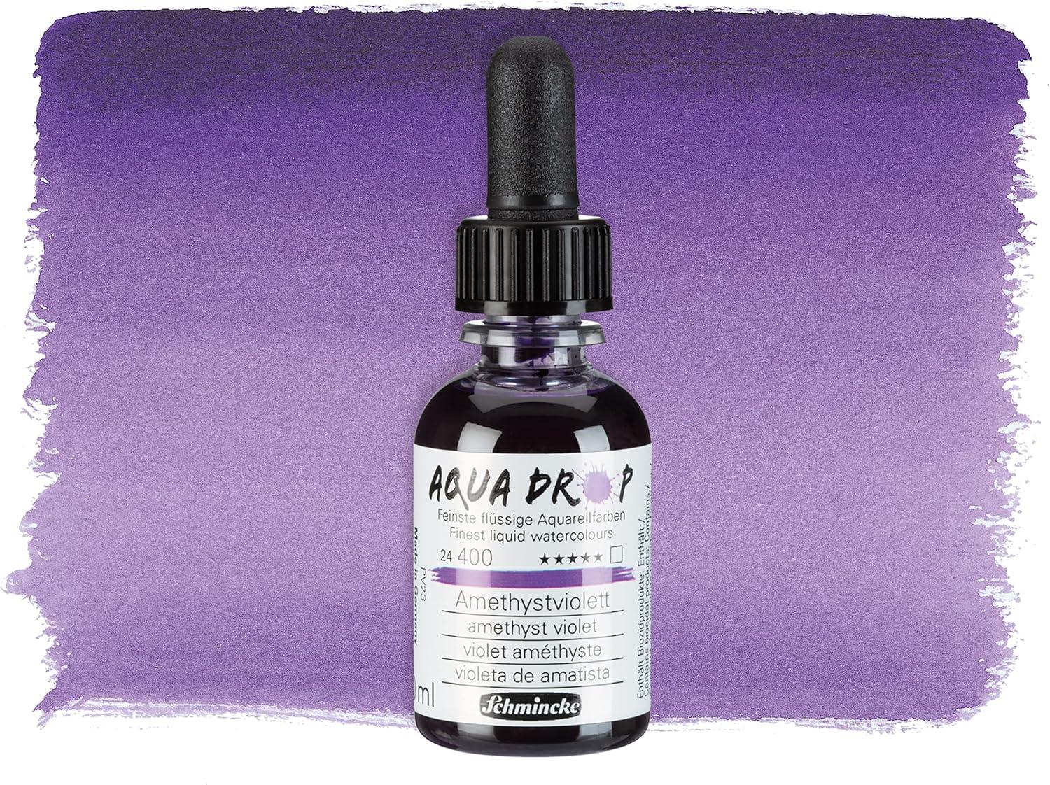Schmincke – AQUA DROP, liquid, pigment-based watercolour, brilliant orange in 30 ml pipette bottle, 24250034, for watercolorpainting, urban sketching, calligraphy, handlettering, lightfast(400 Amethyst Violet)