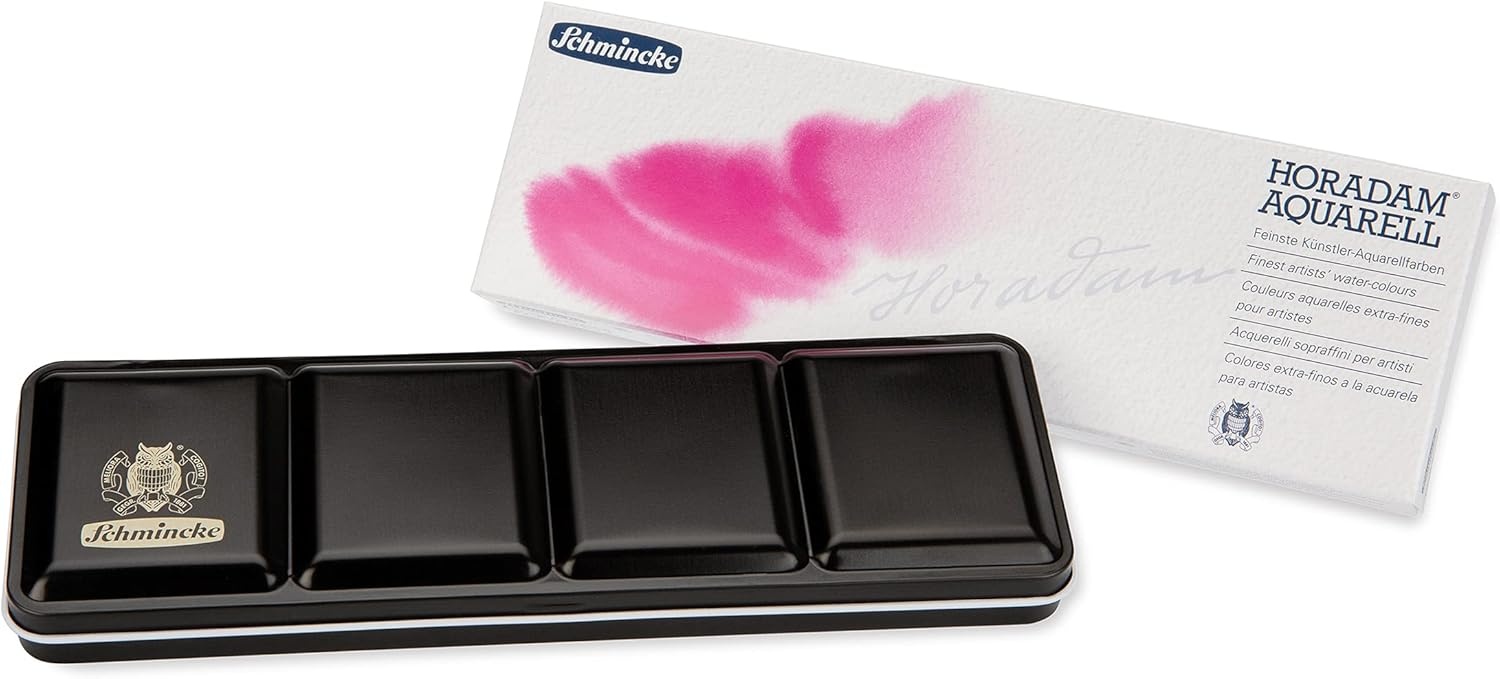 Schmincke – HORADAM AQUARELL Bestseller color box with 12 finest watercolors, 74412097, metal box, painting set, 12 x 1/2 pans, space for 12 additional 1/2 pans(1 Count (Pack of 1))