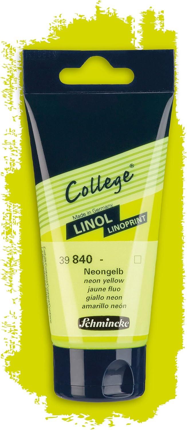 Schmincke – College Linol, Artists’ Lino Colors, Black 237 ml, 39700053, Low-Odour Water-Based lino Printing Ink, lightfast, Even Print(Neon Yellow)