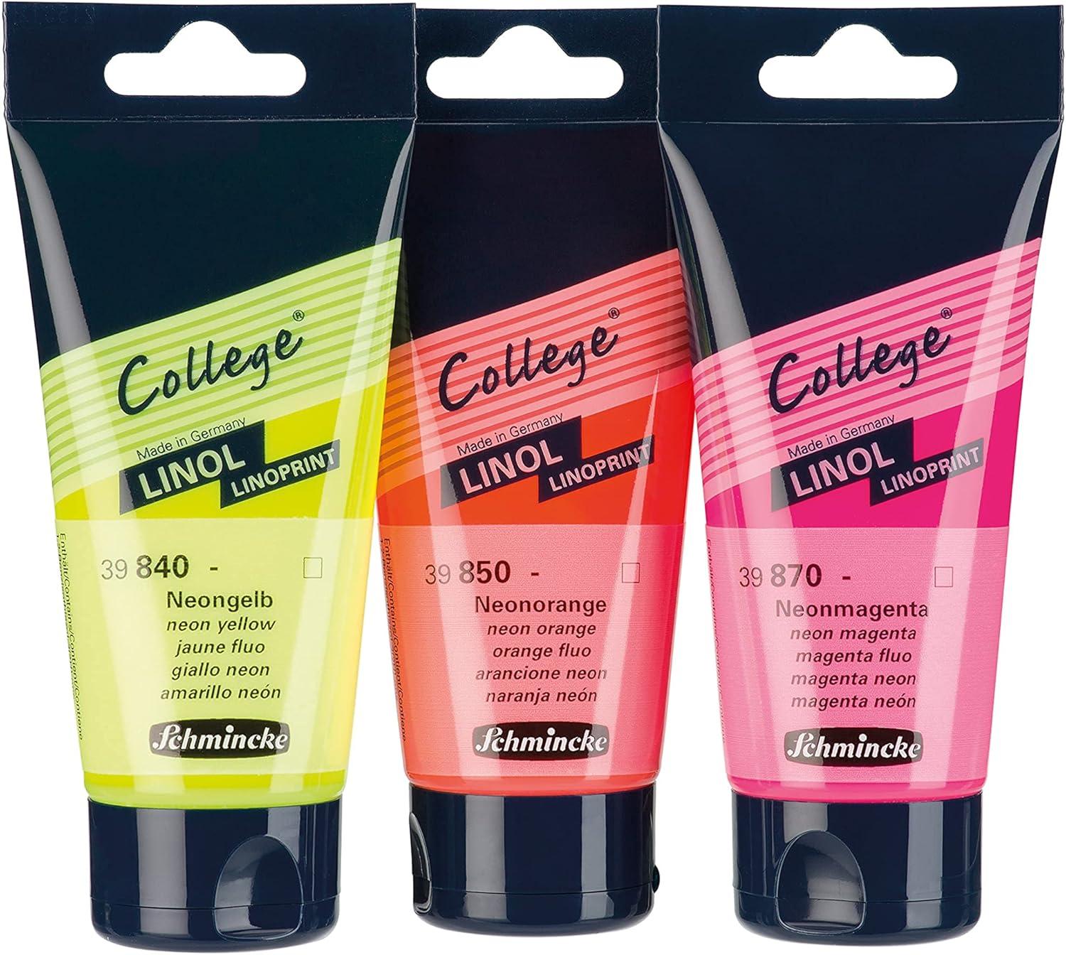 Schmincke – College Linol, Artists’ Lino Colors, Black 237 ml, 39700053, Low-Odour Water-Based lino Printing Ink, lightfast, Even Print(Neon Yellow)