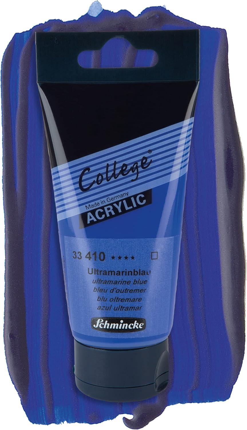 Schmincke – College® Acrylic, Ultramarine blue in 75 ml tube, 33410013, acrylic paint, artist pigments in high concentration, lightfast, silk matt