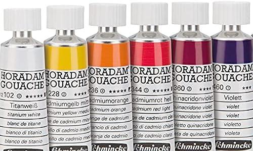 Schmincke – HORADAM® Gouache, 10 x 0,51 fl oz / 15 ml tubes, 72 701 097, 10 finest gouache colors in a metal box, highest concentration of pigments