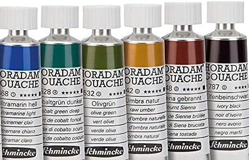 Schmincke – HORADAM® Gouache, 10 x 0,51 fl oz / 15 ml tubes, 72 701 097, 10 finest gouache colors in a metal box, highest concentration of pigments