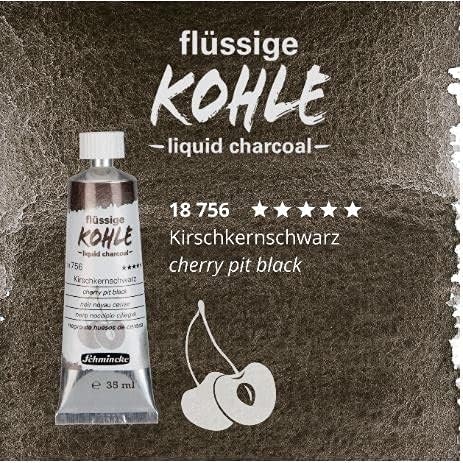 Schmincke – Liquid Charcoal, Cherry Pit Black, 35 ml, 18 756 009, for charcoal painting, charcoal drawing and underpainting, vegan(Cherry pit black)
