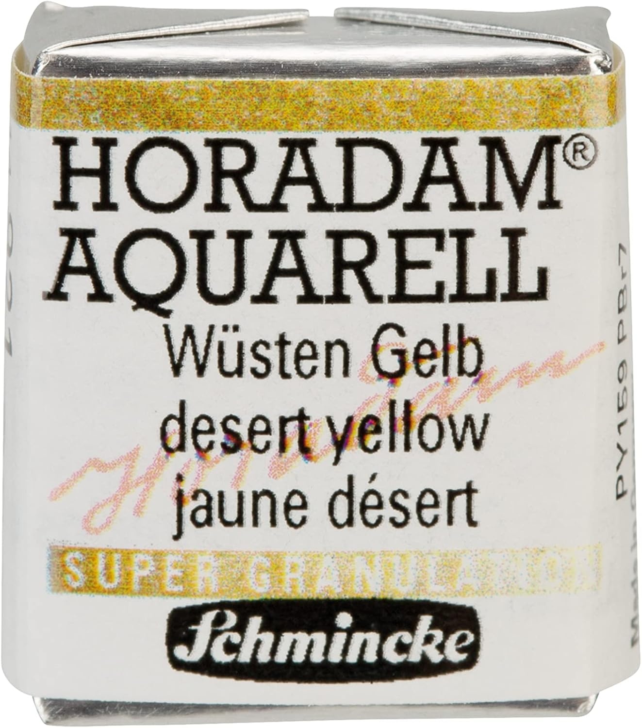 Schmincke – HORADAM® AQUARELL, Super Granulation, 14 916 044 Urban Yellow, 1/2 pans, very strong granulating colors, finest, super granulating watercolors(921 desert yellow)