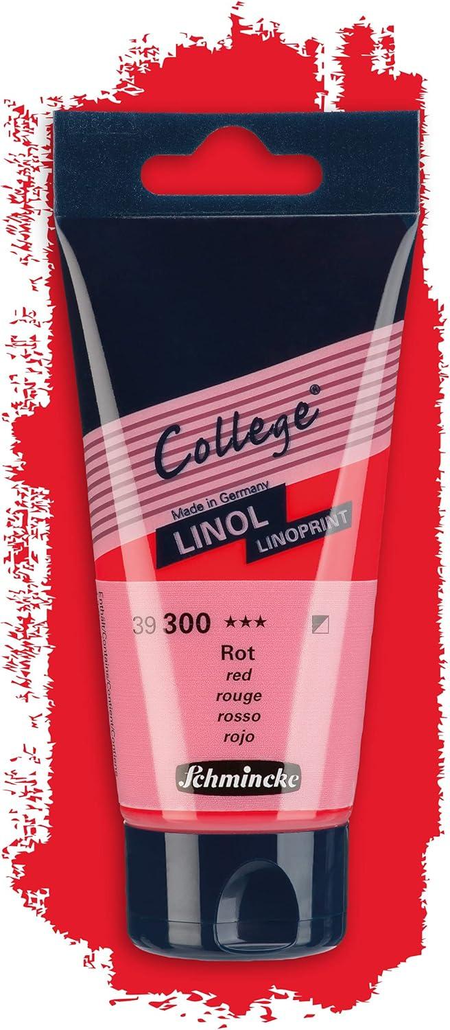 Schmincke – College Linol, artists’ lino printing inks, dark red in 75 ml tube, 39350013, low-odour water-based lino printing ink, lightfast, even print(Red)