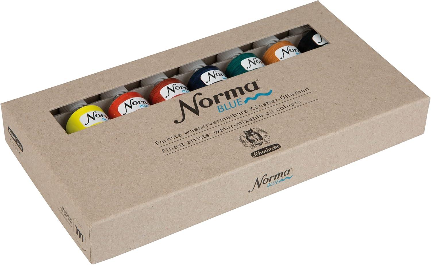 Schmincke – NORMA® Blue, 71 750 097, wooden box with 11 x 35 ml tubes, finest water-mixable artist oil colors, highly pigmented, lightfast, vegan(9.44 Fl Oz (Pack of 1))