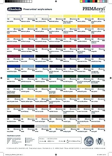 Schmincke – PRIMAcryl® finest acrylic colors, premium wooden box, 15 x 35 ml set, 73515097, accessories: painting medium, fluid medium glossy, heavy body gel, 2 brushes, wooden palette