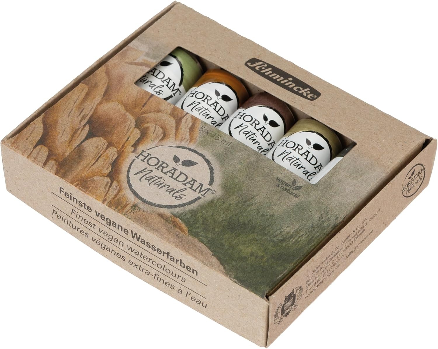 Schmincke – Horadam Naturals, Set Vegetable, 5 x 15 ml tubes, 86001097, finest vegan watercolor, vegetable pigments, combination of watercolor & gouache(mineral pigments)