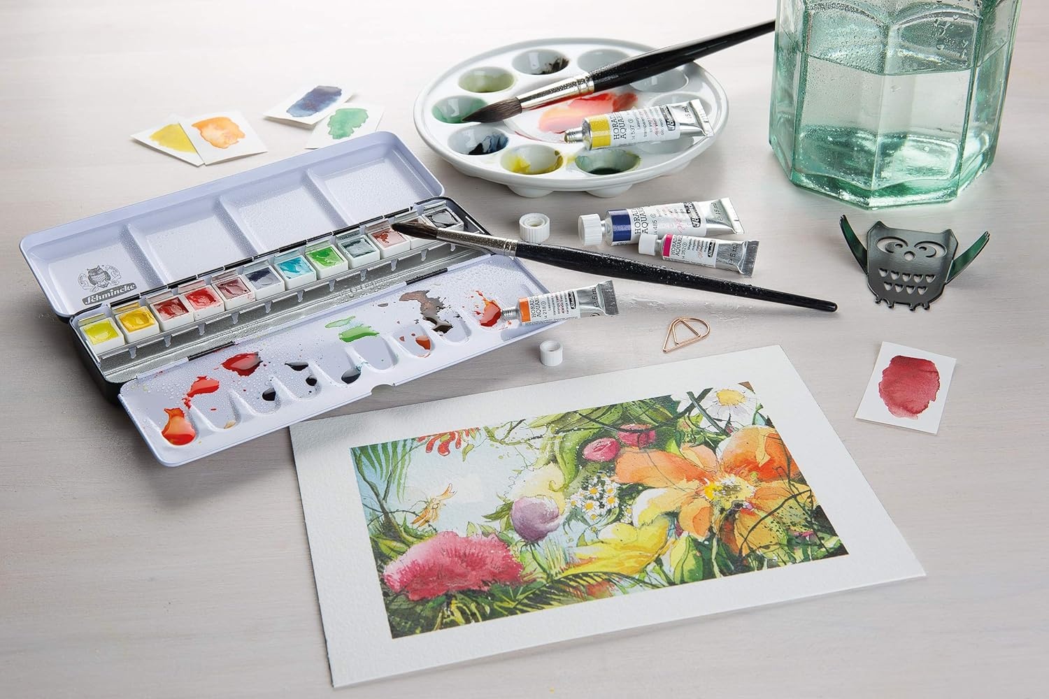 Schmincke – HORADAM® AQUARELL – Finest Artists’ Watercolors, 356 Rose Madder, 14 356 044, 1/2 pan(216 Pure Yellow)