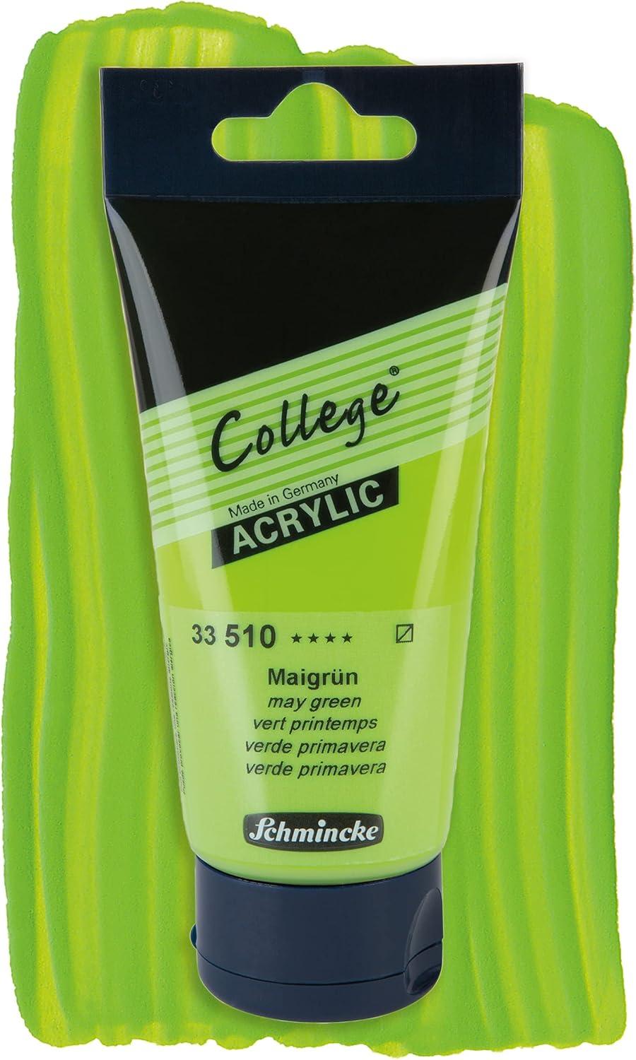 Schmincke – College® Acrylic, May green in 75 ml tube, 33510013, Acrylic paint with artist pigments in high concentration, opaque and glazing, lightfast, silk matt