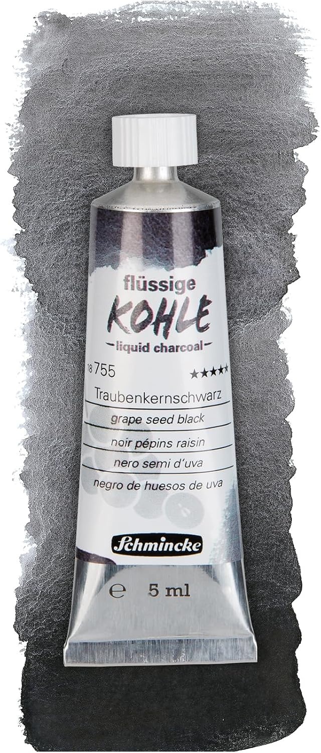 Schmincke – Liquid Charcoal, set, 3 x 15 ml, 18 758 097, for charcoal painting, charcoal drawing and underpainting, vegan