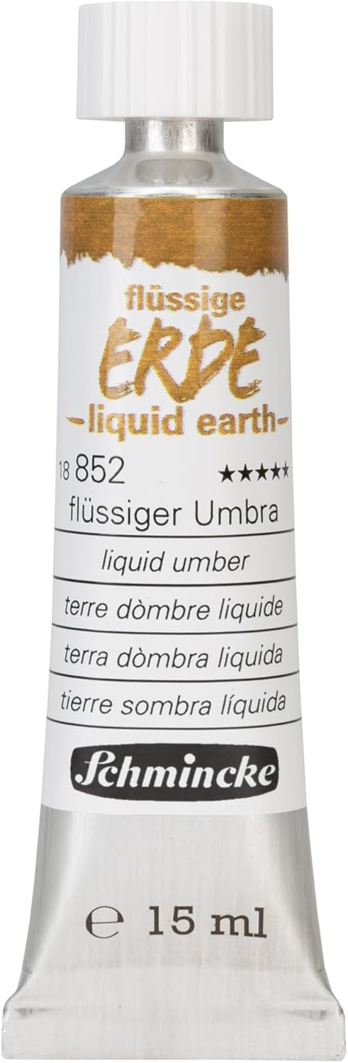 Schmincke – Liquid Earth, Umbra, 15 ml, 18 852 00, for painting, (pre-) drawing and underpainting, vegan