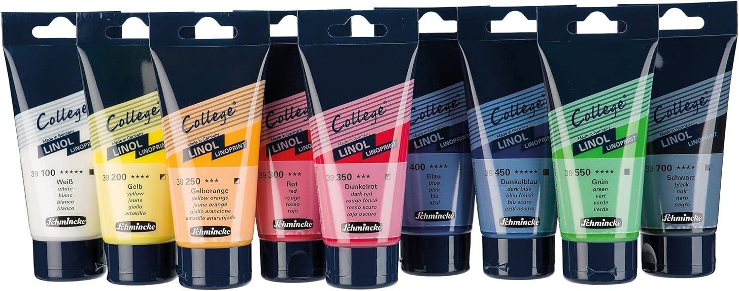Schmincke – College Linol, artists’ lino printing inks, dark red in 75 ml tube, 39350013, low-odour water-based lino printing ink, lightfast, even print(Yellow)
