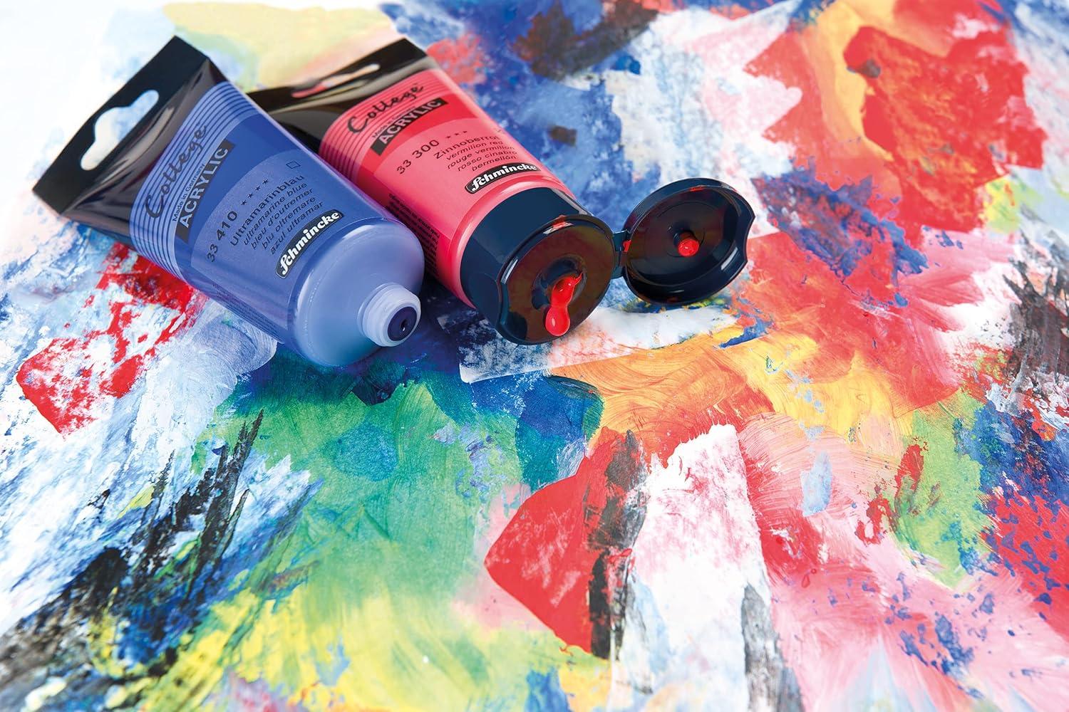 Schmincke – College® Acrylic, Orange in 75 ml tube, 33240013, Acrylic paint with artist pigments in high concentration, opaque and glazing, lightfast, silk matt