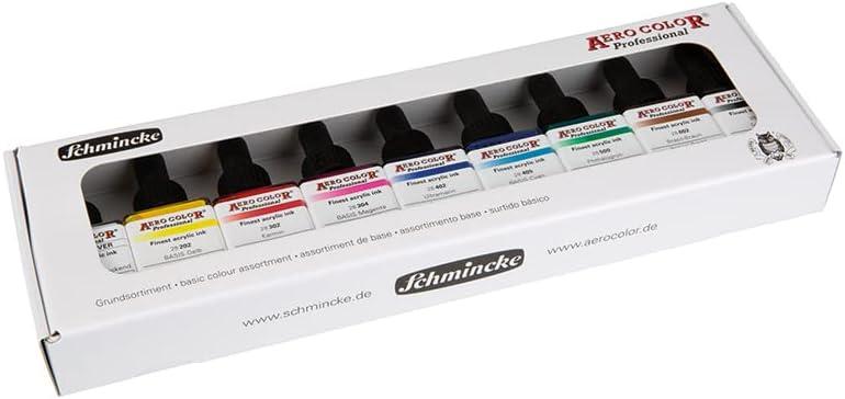 Schmincke – AERO COLOR Professional plastic case, 16 x 28 ml highly liquid acrylic colors + 7 empty bottles for own mixtures, 81 124 097, airbrush, acrylic painting, mixed media, acrylic ink(8.52 Fl Oz (Pack of 1))