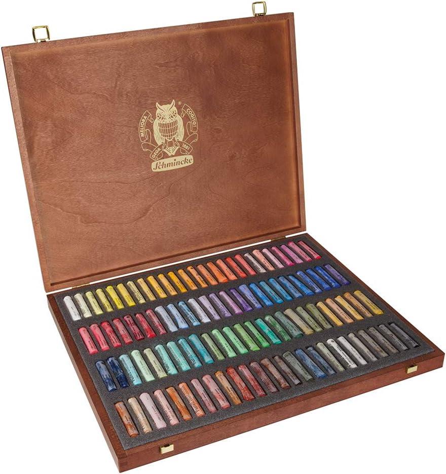 Schmincke – Pastel, premium set with 200 colors, 77 200 097, wooden box with 200 pastel pencils, handmade pastels, brilliant, velvet matt, highest lightfast colors(100 Count (Pack of 1))