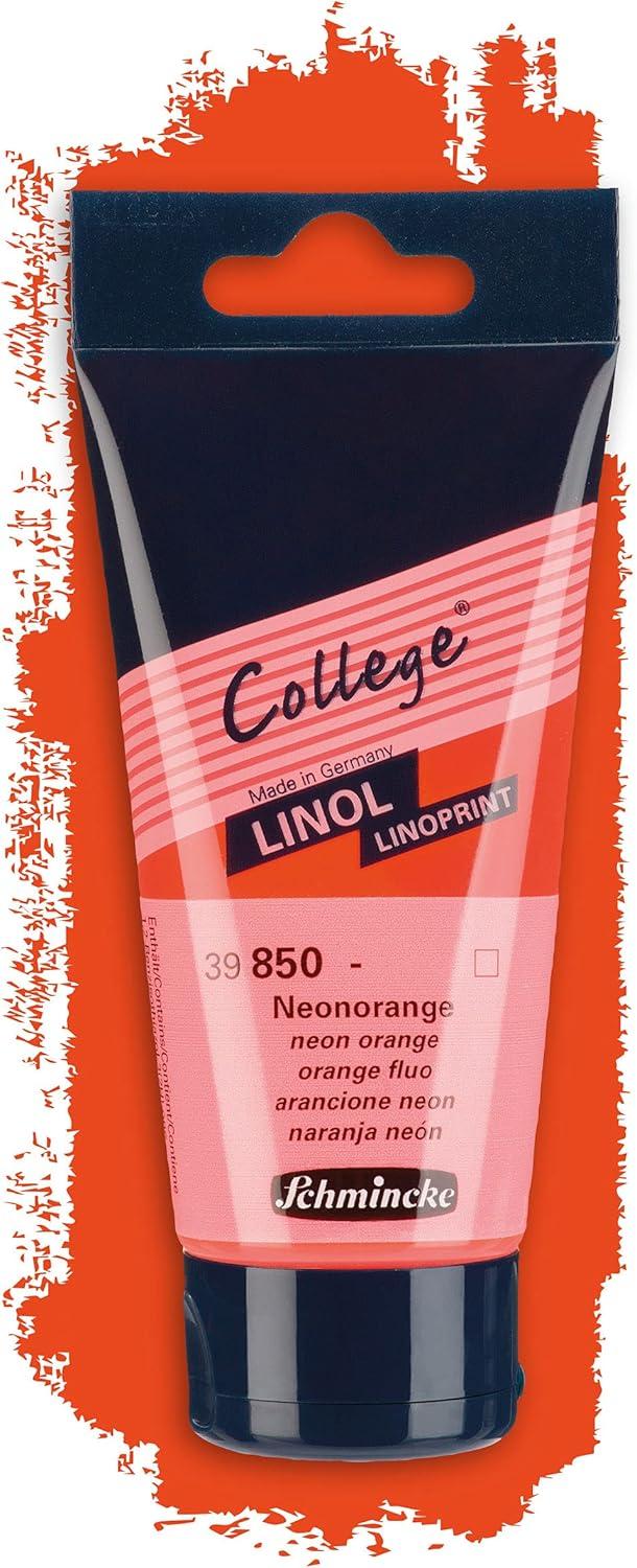 Schmincke – College Linol, Artists’ Lino Colors, Black 237 ml, 39700053, Low-Odour Water-Based lino Printing Ink, lightfast, Even Print(Neon Orange)