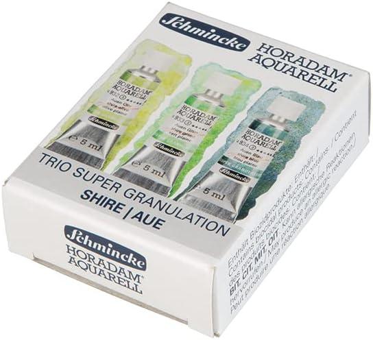 Schmincke Horadam® Aquarell, Super Granulation Trio Galaxy, 5 ml Tubes, 74 615 097, Cardboard Set, Very Strong Granulating colors, Finest, Super Granulating Watercolors(Shire)