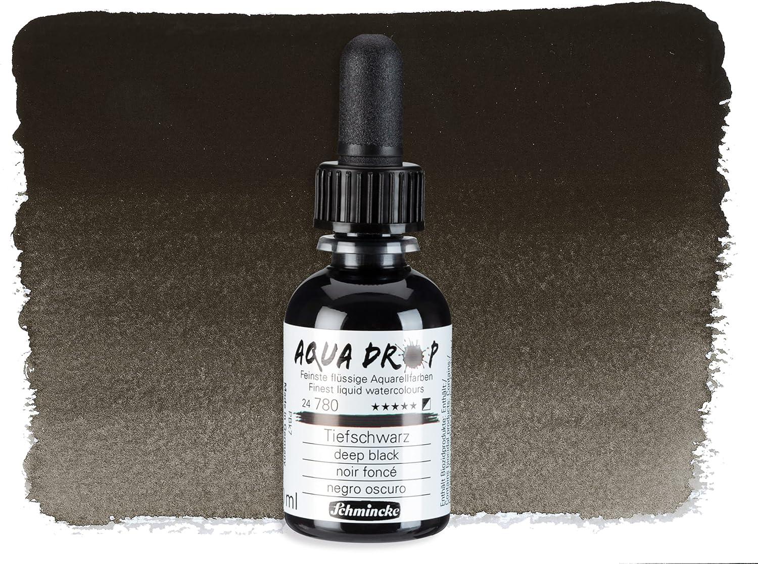 Schmincke – AQUA DROP, liquid, pigment-based watercolour, brilliant orange in 30 ml pipette bottle, 24250034, for watercolorpainting, urban sketching, calligraphy, handlettering, lightfast(780 deep black)