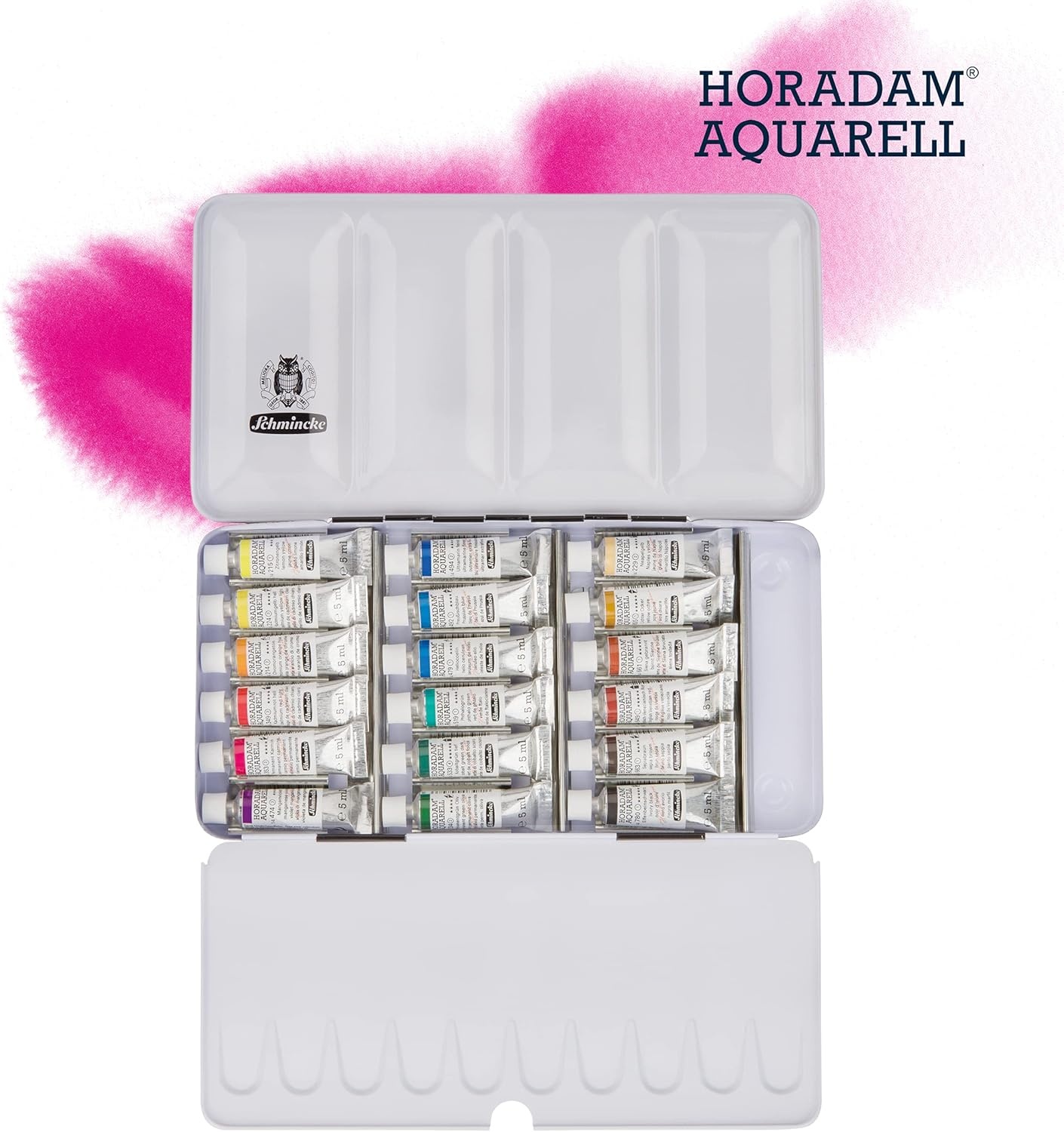 Schmincke – HORADAM® AQUARELL color box, basic assortment, 12 x 5 ml tubes, 74112097, metal box, painting set, finest premium watercolors(0.17 Fl Oz (Pack of 18))