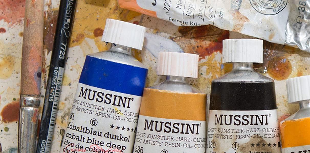 Schmincke – MUSSINI® Finest Resin Oil Colors Premium Wooden Box Oil Painting, 15 x 35 ml Set, 70 615 097,White 150 ml, Terpin, Palette Plug, 3 Brushes, Palette Knife, etc.(11.83 Fl Oz (Pack of 1))