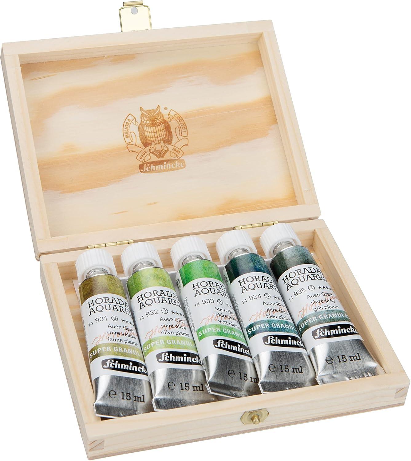 Schmincke Horadam® Aquarell, Super Granulation Trio Deep Sea 5 ml Tubes, 74 614 097, Cardboard Set, Very Strong Granulating Watercolors(Shire)