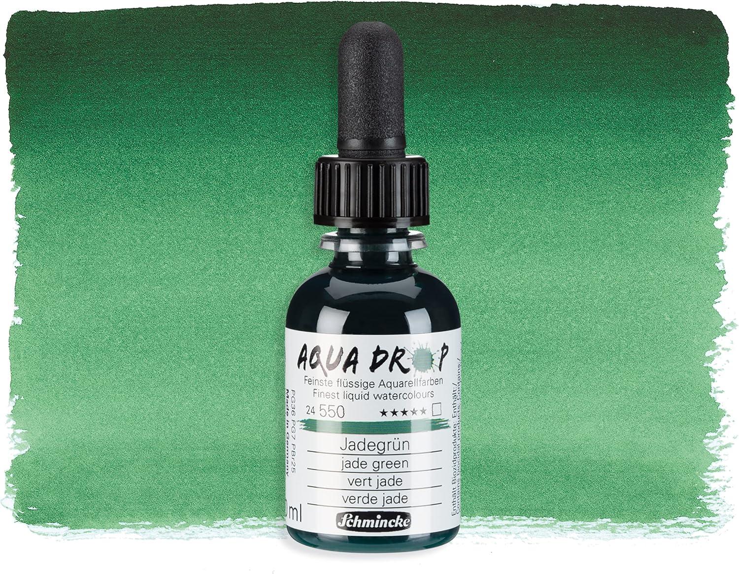 Schmincke – AQUA DROP, liquid, pigment-based watercolour, brilliant orange in 30 ml pipette bottle, 24250034, for watercolorpainting, urban sketching, calligraphy, handlettering, lightfast(550 Jade Green)