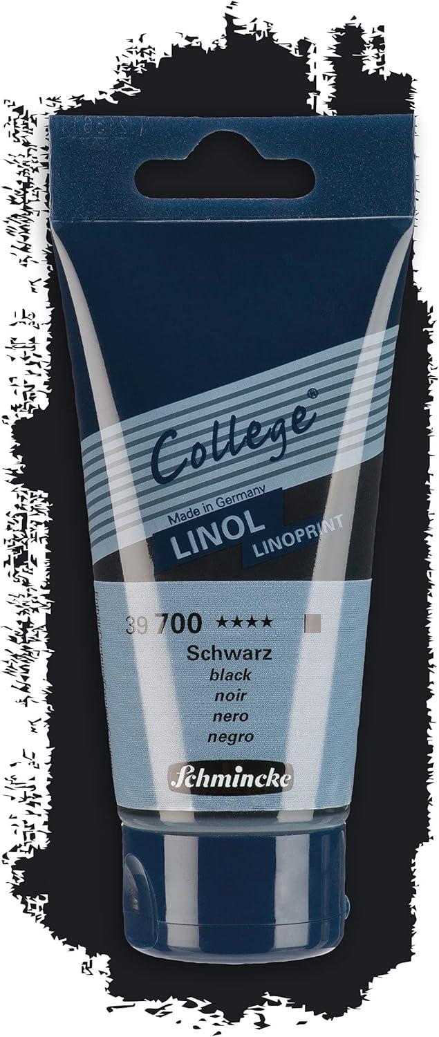 Schmincke – College Linol, Artists’ Lino Colors, Black 237 ml, 39700053, Low-Odour Water-Based lino Printing Ink, lightfast, Even Print(Black)