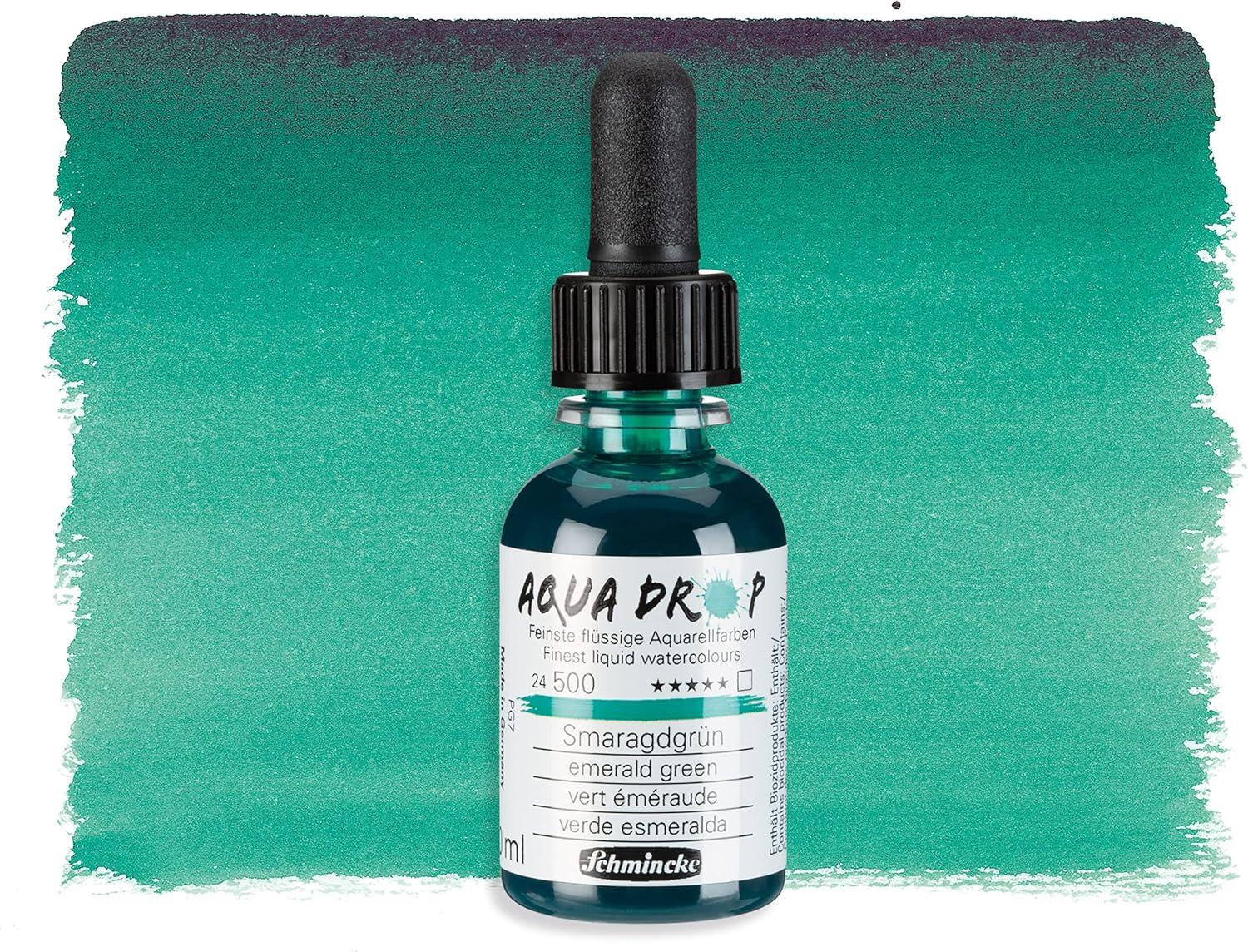 Schmincke – AQUA DROP, liquid, pigment-based watercolour, brilliant orange in 30 ml pipette bottle, 24250034, for watercolorpainting, urban sketching, calligraphy, handlettering, lightfast(500 Emerald Green)