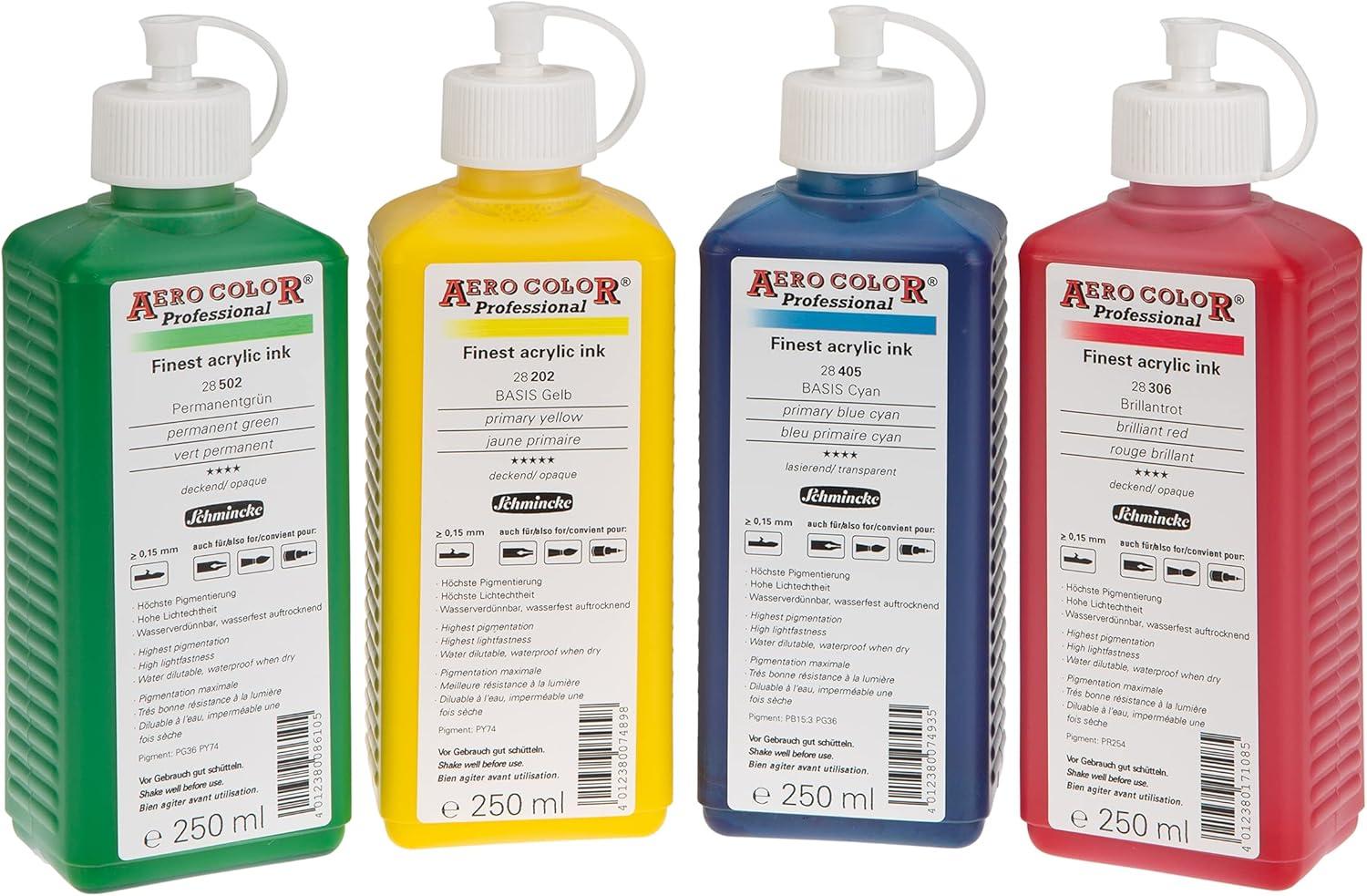 Schmincke – AERO COLOR Professional, Black 250 ml, 28702027, highly liquid, highly brilliant acrylic colour for acrylic painting, airbrush, mixed media, acrylic ink(304 primary magenta)