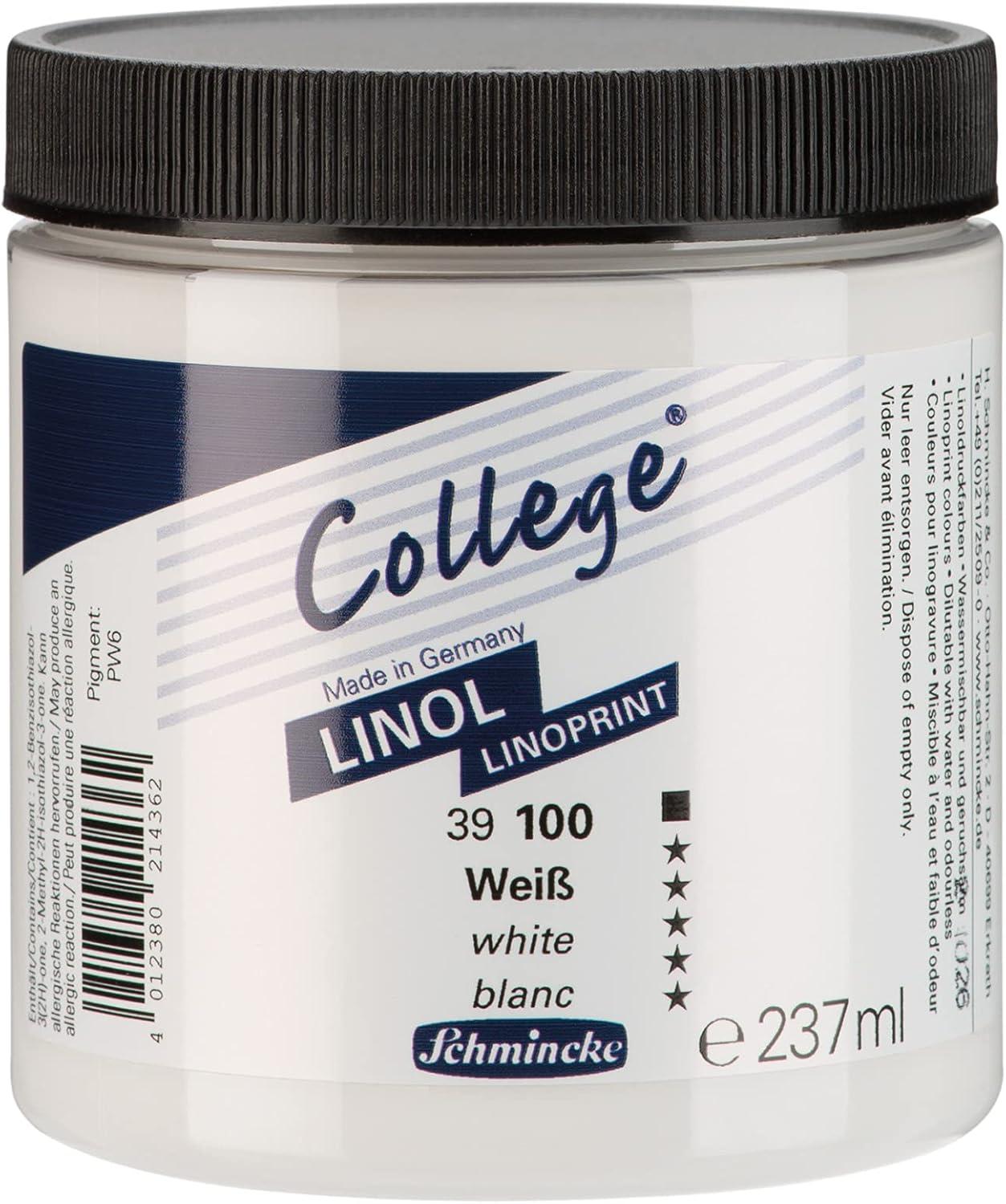 Schmincke – College Linol, Artists’ Lino Colors, Black 237 ml, 39700053, Low-Odour Water-Based lino Printing Ink, lightfast, Even Print(White)