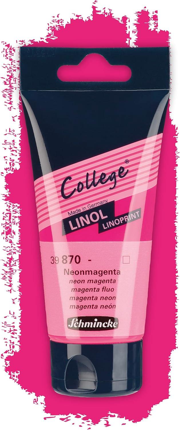 Schmincke – College Linol, Artists’ Lino Colors, Black 237 ml, 39700053, Low-Odour Water-Based lino Printing Ink, lightfast, Even Print(Neon Magenta)
