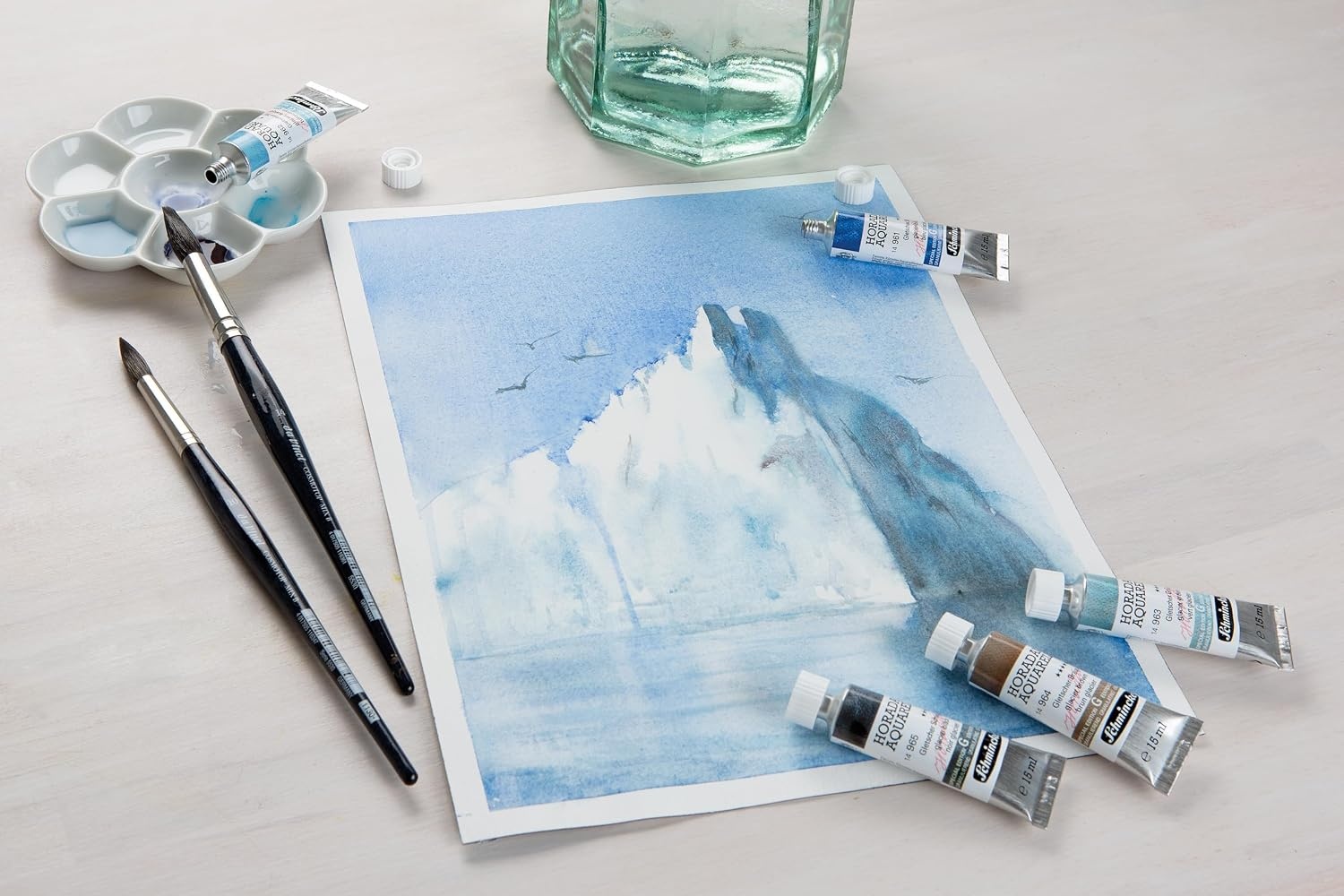 Schmincke – HORADAM® AQUARELL, Super Granulation, 14 924 001 Desert Green, 5 ml tube, very strong granulating colors, finest, super granulating watercolors | 14 924 001, Very Strong Granulating, Finest Watercolors, Super Granulating(964 glacier brown)