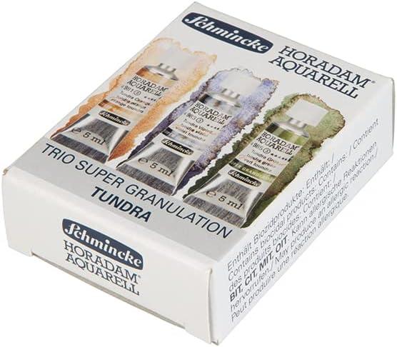 Schmincke Horadam® Aquarell, Super Granulation Trio Deep Sea 5 ml Tubes, 74 614 097, Cardboard Set, Very Strong Granulating Watercolors(Tundra)