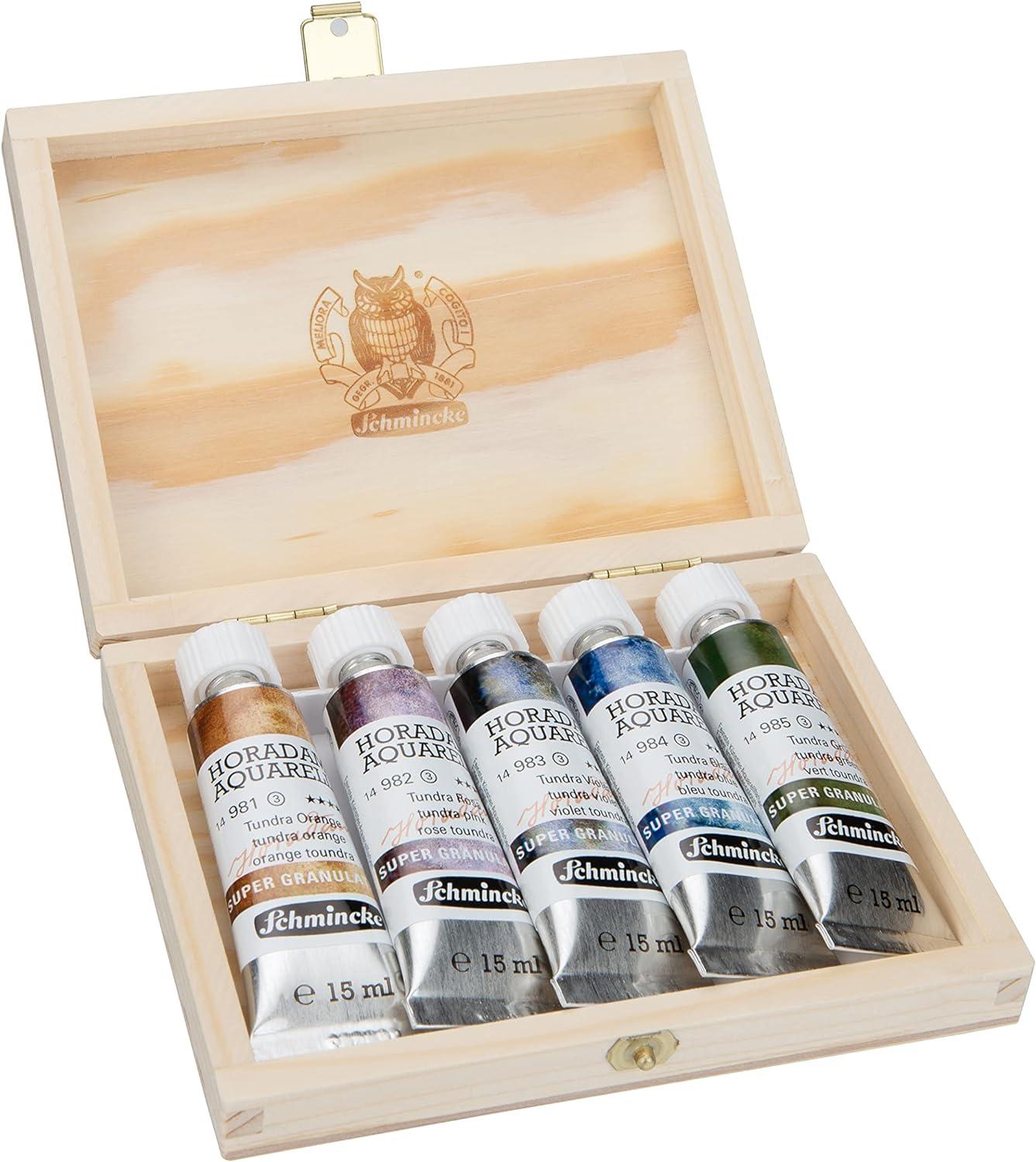 Schmincke Horadam® Aquarell, Super Granulation Trio Deep Sea 5 ml Tubes, 74 614 097, Cardboard Set, Very Strong Granulating Watercolors(Tundra)