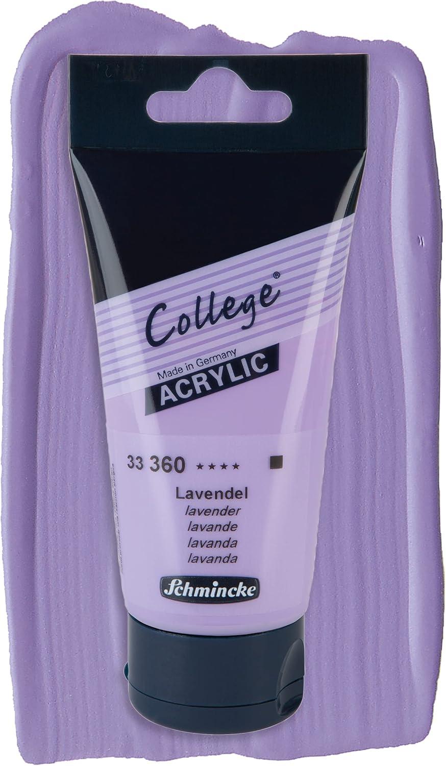 Schmincke – College® Acrylic, Lavender in 75 ml tube, 33360013, Acrylic paint with artist pigments in high concentration, opaque and glazing, lightfast, silk matt