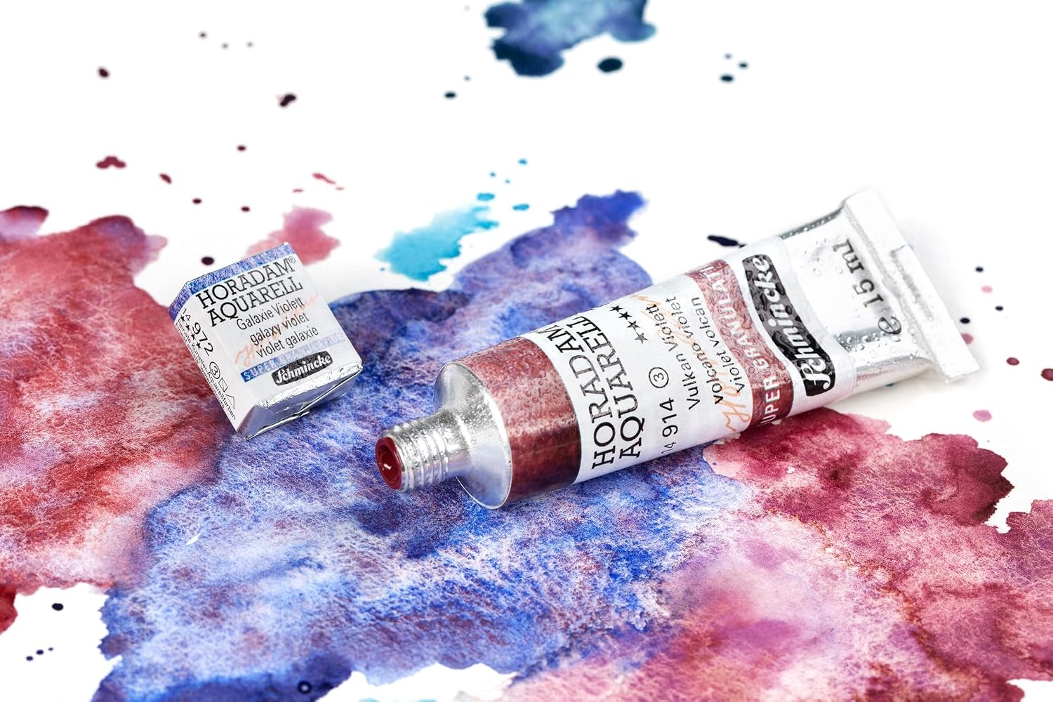 Schmincke – HORADAM® AQUARELL, Super Granulation, 14 916 044 Urban Yellow, 1/2 pans, very strong granulating colors, finest, super granulating watercolors(965 glacier black)