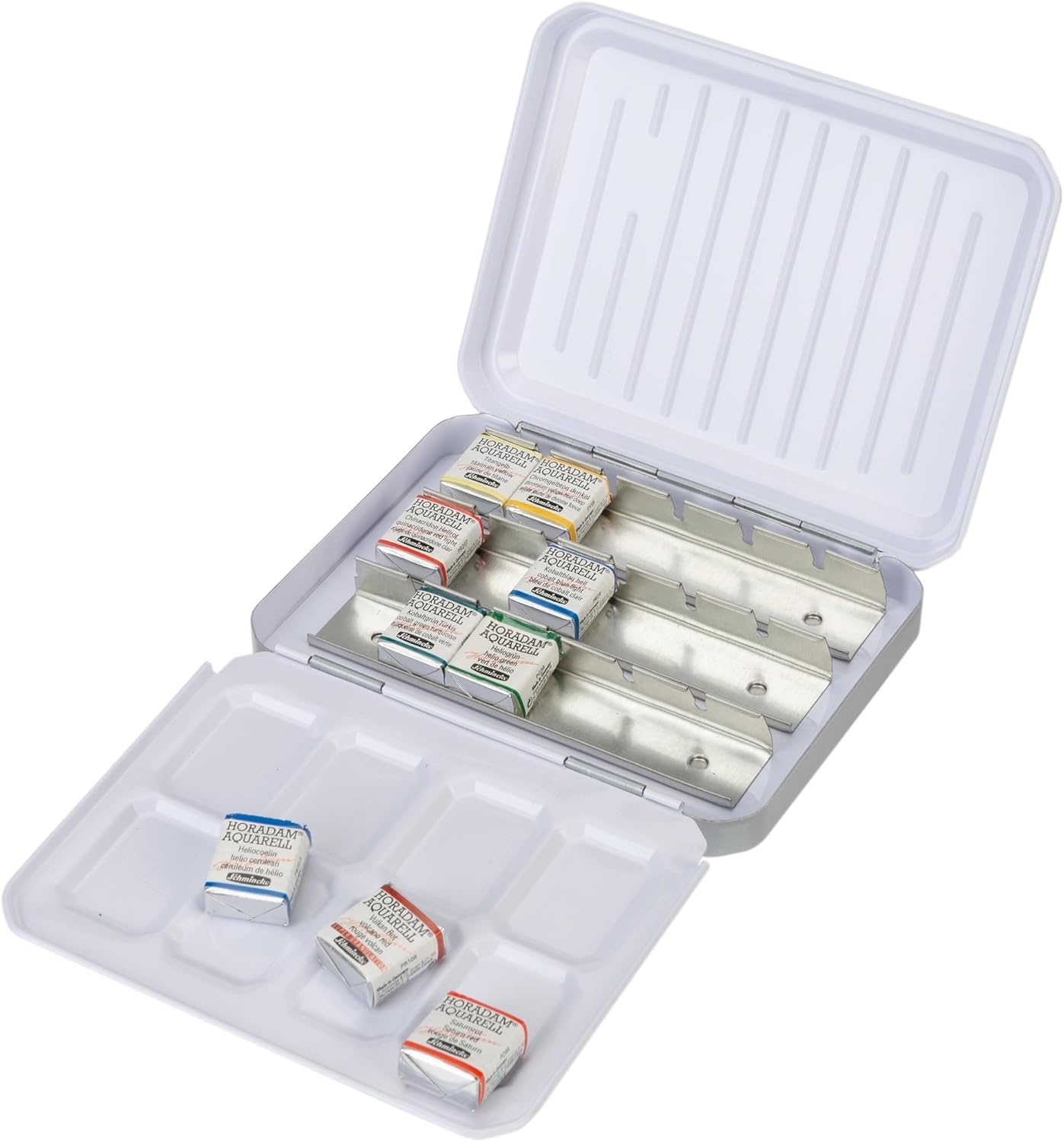 Schmincke – HORADAM® AQUARELL, Exceptional colors Set, 9 x 1/2 pans, 74 643 097, metal box, painting set, finest watercolors