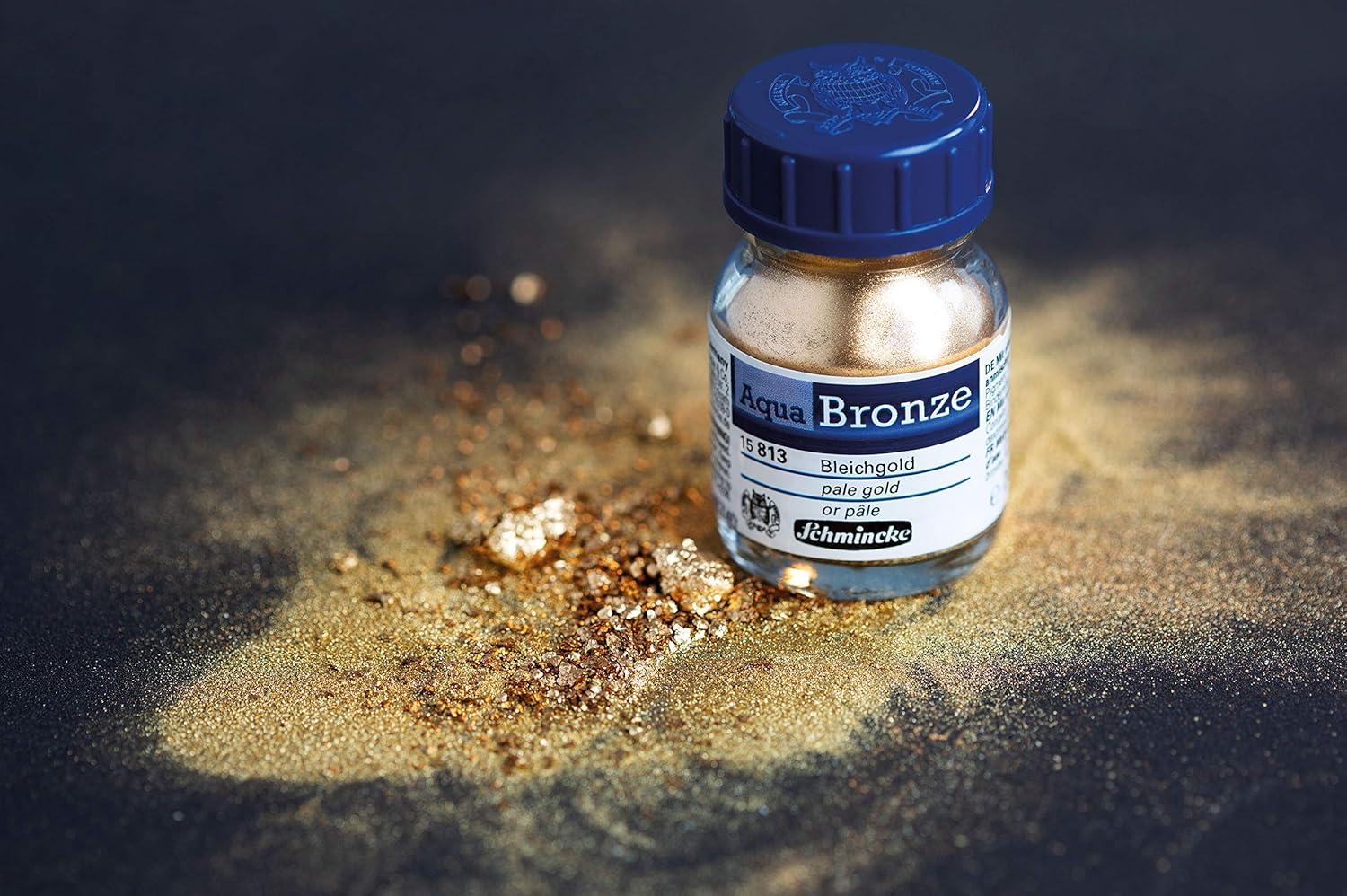Schmincke – Aqua-Bronze Set, pale gold, silver, copper, 3 x 20 ml, 15 700 097, shiny metallic effects on gouache and watercolor paintings