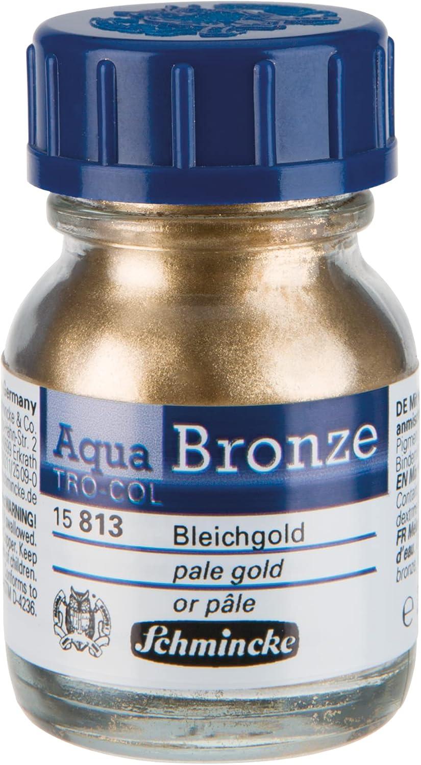 Schmincke – Aqua-Bronze Set, pale gold, silver, copper, 3 x 20 ml, 15 700 097, shiny metallic effects on gouache and watercolor paintings