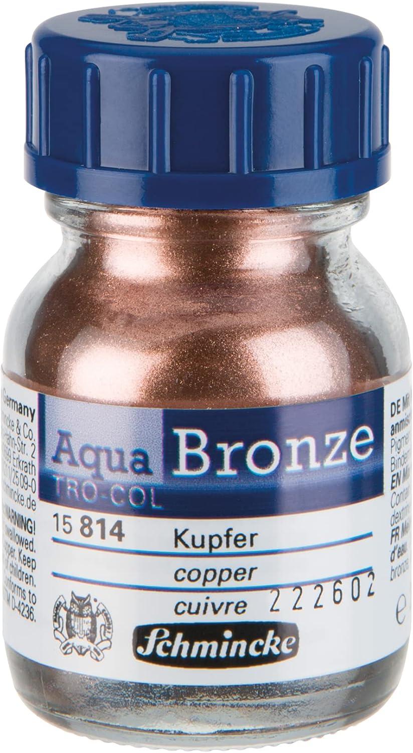 Schmincke – Aqua-Bronze Set, pale gold, silver, copper, 3 x 20 ml, 15 700 097, shiny metallic effects on gouache and watercolor paintings