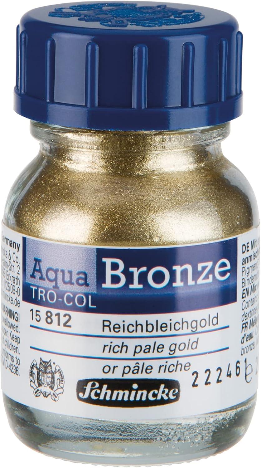 Schmincke – Oil bronze, rich gold, 50 ml, 15 801 024, for iridescent metallic effects on oil paintings, as well as pre-primed surfaces such as wood, metal, plaster(rich pale gold)