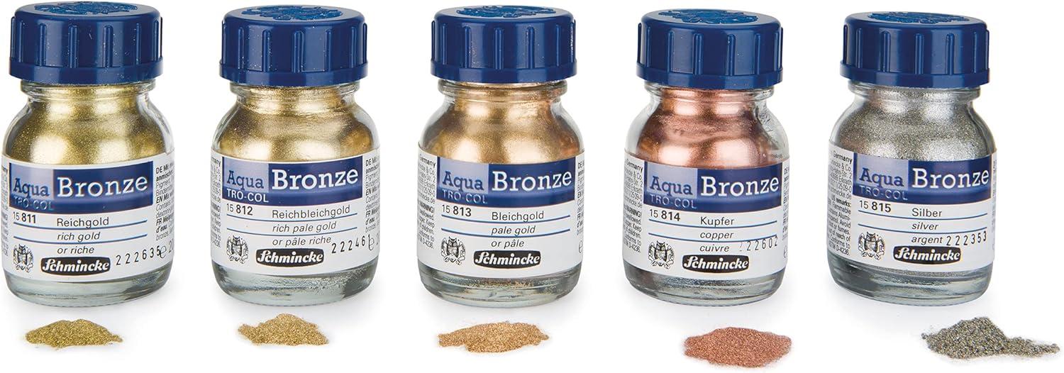 Schmincke – Oil bronze, rich gold, 50 ml, 15 801 024, for iridescent metallic effects on oil paintings, as well as pre-primed surfaces such as wood, metal, plaster(rich pale gold)