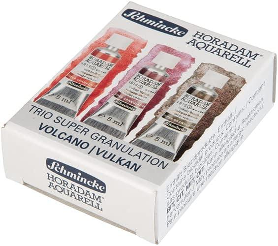Schmincke Horadam® Aquarell, Super Granulation Trio Deep Sea 5 ml Tubes, 74 614 097, Cardboard Set, Very Strong Granulating Watercolors(Volcano)