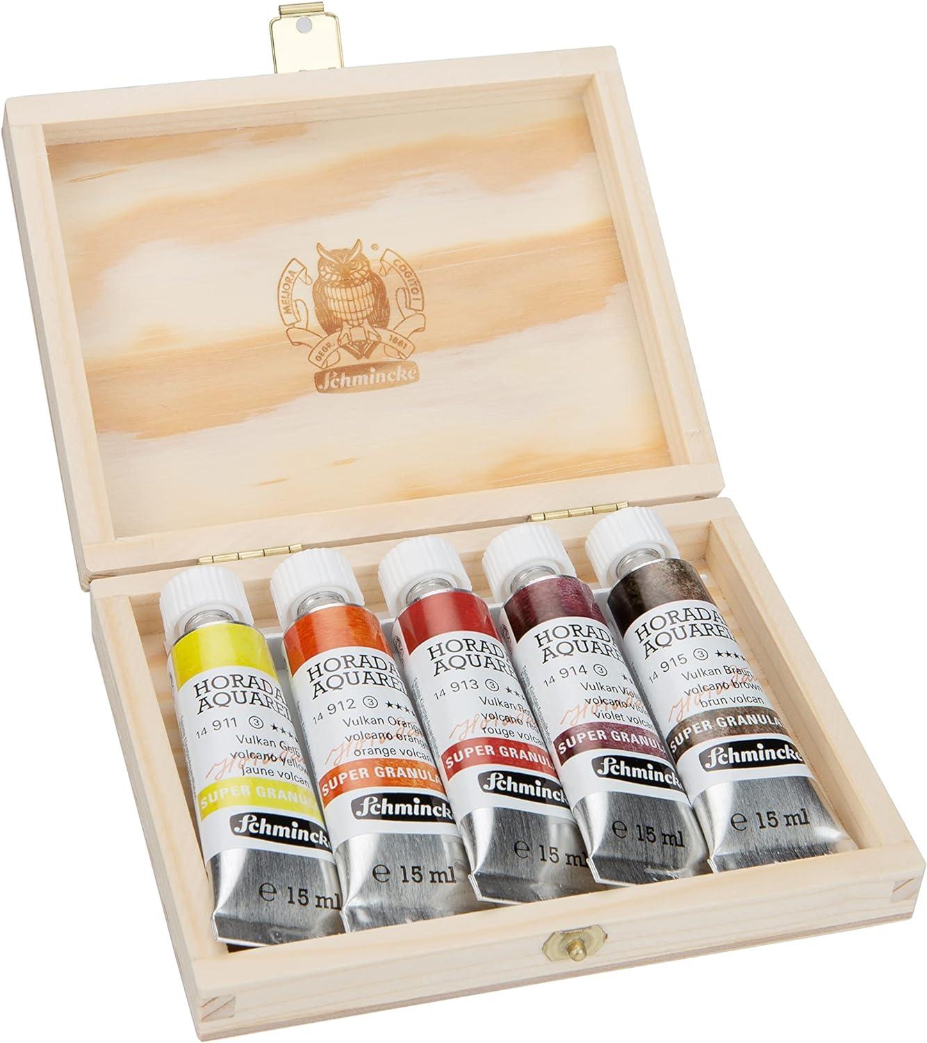 Schmincke Horadam® Aquarell, Super Granulation Trio Deep Sea 5 ml Tubes, 74 614 097, Cardboard Set, Very Strong Granulating Watercolors(Volcano)