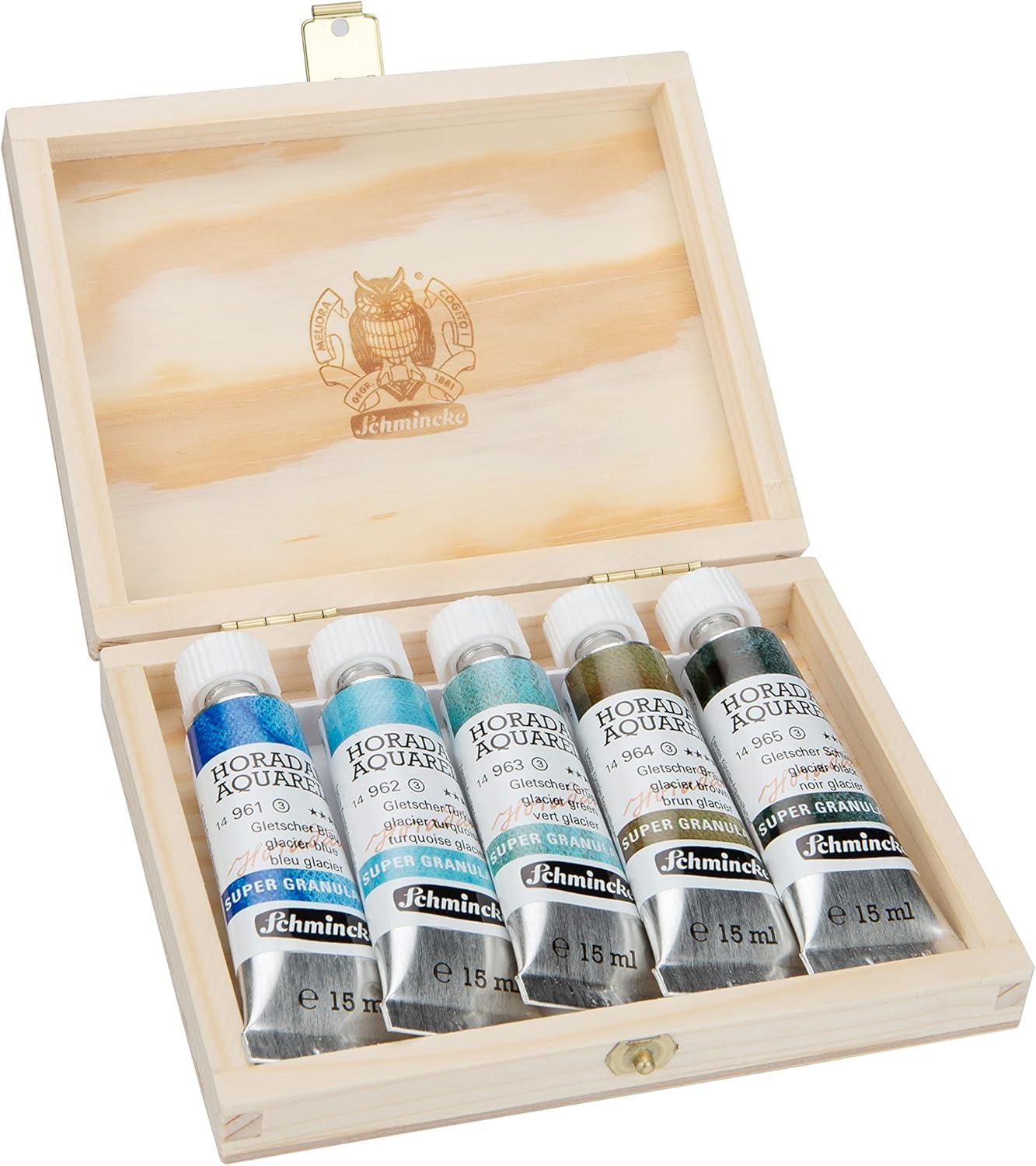 Schmincke Horadam® Aquarell, Super Granulation Trio Galaxy, 5 ml Tubes, 74 615 097, Cardboard Set, Very Strong Granulating colors, Finest, Super Granulating Watercolors(Glacier)