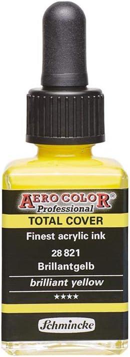 Schmincke – AERO COLOR® Professional – finest liquid, high color acrylic paint, airbrush, mixed media, acrylic ink, AERO METALLIC brill. gold – 28 ml(821 brilliant yellow)