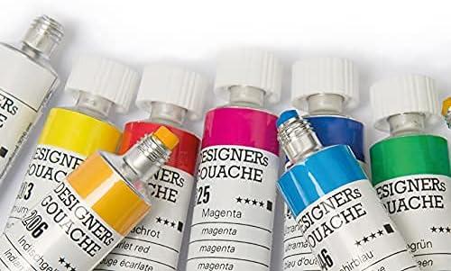 Schmincke – Designers Gouache, 12 x 0,68 fl oz / 20 ml tubes, 72 014 097, 12 colors, cardboard set, streak-free, maximum opacity, color intens and velvet-matt